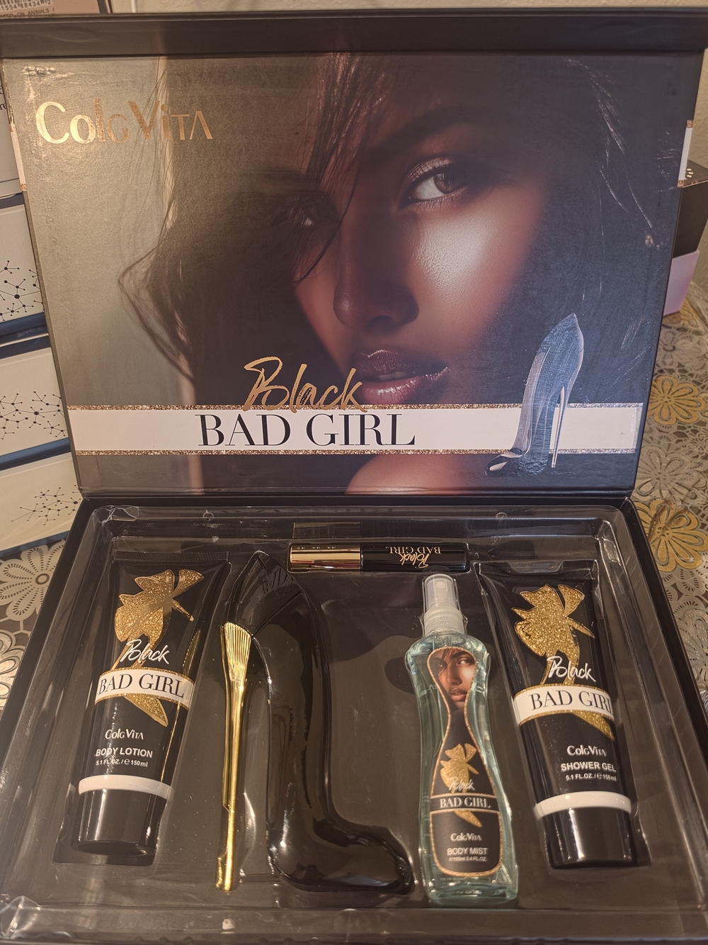 Black Bad Girl Fragrance & Body Set - Black & Gold